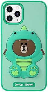 LINE FRIENDS(ラインフレンズ) iPhone 11 Pro LINE FRIENDS SILICON ダイノブラウン グリーン KCE-CSB001