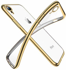 iPhone XR ケース クリア 透明 tpu シリコン メッキ加工 スリム 薄型 6.1インチ スマホケース 耐衝撃 黄変防止 一体型 人気 携帯カバー 