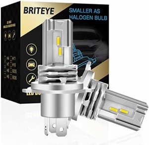 Briteye(まぶしい) 車/バイク LED ヘッドライト H4 車検対応 一体型 H4 LEDバルブ HI/LO切替 6500K ホワイトCREEチップ搭載 ファンレス (