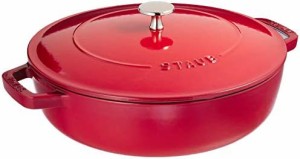 staub ストウブ 「 ブレイザー ソテーパン チェリー 26cm 」 大きい 両手 鋳物 ホーロー 鍋 すき焼き IH対応 【日本正規販売品】 Braiser