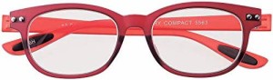 老眼鏡 ブルーライトカット 携帯 軽量 おしゃれ ウェリントン colorfulook レッド 度数+0.50 (カラフルック 軽量 形状記憶 フレーム) 556