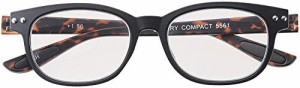 老眼鏡 ブルーライトカット 携帯 軽量 おしゃれ ウェリントン colorfulook ブラック デミ 度数+0.50 (カラフルック 軽量 形状記憶 フレー