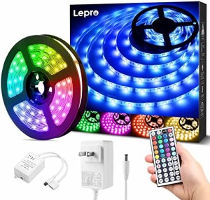 Lepro LEDテープライト 防水 RGB テープライト 5m 屋内屋外兼用 SMD5050 ledテープ DIY マルチカラー 間接照明 44キーリモコン 調光調色 