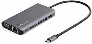 StarTech.com USB Type-Cマルチ変換アダプタ HDMIまたはVGA対応 100W PD/30cmホストケーブル/SDカードリーダ USB-C接続マルチハブ DKT30C