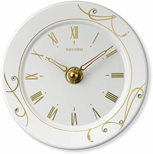 リズム時計工業(Rhythm) 置き時計 掛け時計 兼用 有田焼 飾り時計 4SG801SR18 φ12x3.5cm 金色