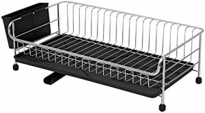 アイリスプラザ 水切りラック ステンレス 1段 スリム ブラック シンク上 SSDD-1S