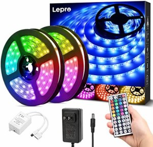 Lepro LEDテープライト 防水 RGB テープライト 5m 屋内屋外兼用 SMD5050 ledテープ DIY マルチカラー 間接照明 44キーリモコン 調光調色 