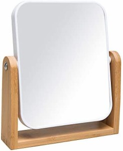 YEAKE 鏡 卓上 卓上ミラー かがみ 拡大鏡 卓上鏡360度回転できる天然木製ベースの化粧鏡、倍率は1 X/3 Xの拡大鏡&両面鏡です&スタンドミ