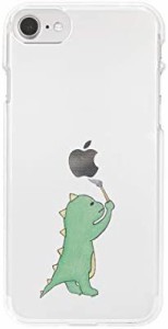 [AKAN] iPhone SE (第3世代 / 2022年) ケース ソフト クリアケース お絵かきザウルス グリーン (エイカン) アイフォン カバー 落下防止 