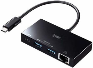 サンワサプライ USB Type-Cハブ LANアダプタ機能搭載 (USB Type-C×1・USB A×2・RJ-45×1ポート) USB-3TCH20BK