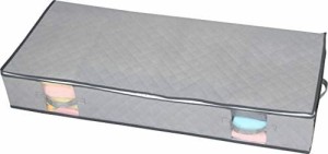 アストロ ベッド下 収納ケース グレー 2個組 不織布 スリム 衣類収納 デッドスペース 薄型 折りたたみ 取っ手付き 611-63