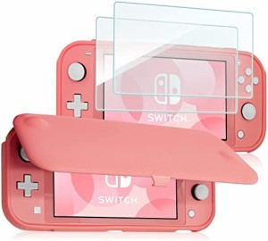 ProCase Switch Lite フリップケース [ガラス２枚付き] スリム クリアソフトTPU カバー 耐衝撃 保護カバー 対応機種： Switch Lite 2019 