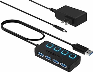 Sabrent 4ポートUSB 3.0ハブ [個別LEDライト付き電源スイッチ、5V/2.5A電源アダプタ付] （HB-UMP3-JP）