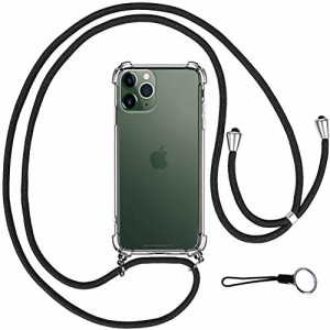 OJBSEN iPhone 11 Pro Max 用 ケース アイフォン 11プロマックス 用 カバー【ストラップ2種付き】調節可能な ショルダー 肩がけ 首掛け 