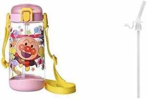 レック アンパンマン クリア 水筒 ボトル ( ストロー タイプ ) 450ml ワンタッチオープン ピンク & クリア水筒ボトル 替えストロー (製品