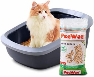 【OFT】 PeeWee エコビッグ グレー 本体+木製ペレット猫砂2.8kg(4.4L)セット シーツのいらないシステムトイレ 崩れるタイプの専用木製ペ