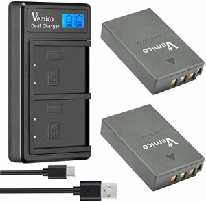 Vemico BLS-5/BLS-50 バッテリー 充電器2個大容量1150mAh互換バッテリー Type-c USB LCD付き充電器 対応機種 Olympus BLS5/BLS50/OM-D E-