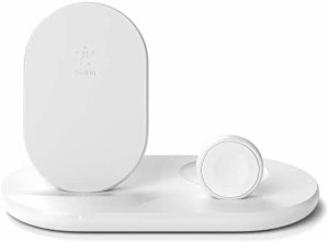 Belkin ワイヤレス充電スタンド 3 in 1 iPhone / Apple Watch / AirPods / AirPods Pro 対応 AC電源アダプター同梱 ホワイト WIZ001dqWH-