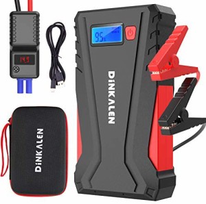 DINKALEN ジャンプスターター 12V車用 エンジンスターター QC3.0充電 12800mAh ピーク電流800A ポータブル 緊急ライト搭載 スマホ急速充