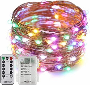 イルミネーションライト クリスマスライト バレンタインデー led 飾り 100球 10m 電池式 リモコン付 8パターン 点滅 点灯 タイマー機能 