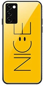 可愛い Galaxy Note20ケース ガラス 笑顔 スマイル Nice ニコちゃん ギャラクシーノート20 6.7 インチガラスケース TPUバンパー 強化ガラ