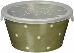 美濃焼 ノンラップ鉢 水玉 オリーブ 130-1409