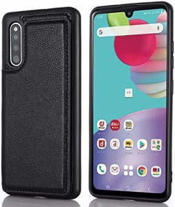 【 Viesa 】 背面カード 手帳型ケース Galaxy A41 / SC-41A docomo / SCV48 au 対応 Samsung スマホ バックカバー ケース 手帳型 (ブラッ