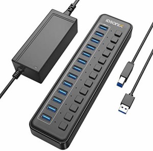 iDsonix USBハブ 電源付き USB ハブ 13ポート 増設 USB拡張 セルフパワー USB3.0ハブ 【 5Gbps 高速転送 USB 3.0 Hub 独立スイッチ付 12V