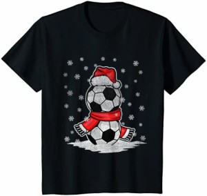 キッズ おかしいクリスマスのサッカー選手のギフトの男の子 Tシャツ