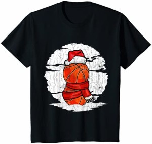 キッズ おかしいクリスマスのバスケットボール選手のギフトの男の子 Tシャツ