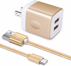 「2ポートUSB充電器*1個+USB Type-Cケーブル1m*1本」Viviber USB充電アダプター 急速充電器 タイプC充電器 AC USBコンセント アンドロイ