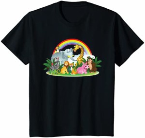 キッズ ゾウ キリン ライオン 動物園 パンダ レインボー Tシャツ