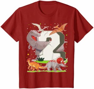 キッズ 2nd Birthday Dinosaur 2歳の誕生日の男の子のギフトの恐竜は2年を計算します Tシャツ