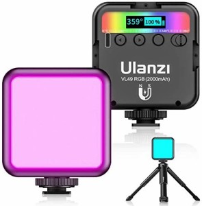 最新 Ulanzi VL49 RGB撮影ライト+三脚付き LEDビデオライト 卓上スタンド 359色RGBモード 明るさ調整が可能 9000k明るい白色光 2000mAh U