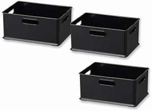 サンカ インボックス 収納ボックス Sサイズ ブラック (幅26.4×奥行19.2×高さ12cm)【3個組】 カラーボックスにぴったりフィット 3方向取