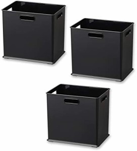 サンカ インボックス 収納ボックス SDサイズ ブラック (幅26.4×奥行19.2×高さ23.6cm)【3個組】 カラーボックスにぴったりフィット 3方
