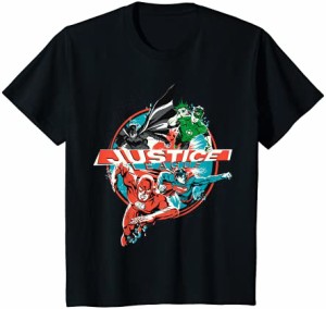 キッズ US DC ジャスティスリーグ + ロゴ グループアクション 01 - キッズ Tシャツ