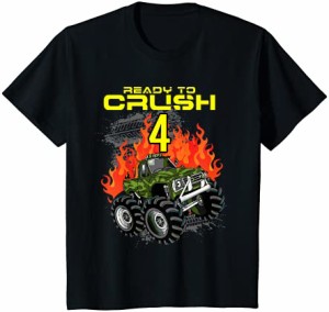 キッズ 男の子4歳の誕生日モンスタートラックの誕生日シャツ4歳 Tシャツ