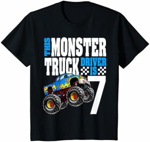 キッズ モンスタートラック7歳の誕生日7歳のモンスタートラックドライバー Tシャツ