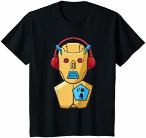 キッズ 4歳の誕生日ロボット Tシャツ