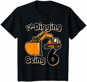 キッズ ディガー建設トラック6歳の誕生日トラック6歳 Tシャツ