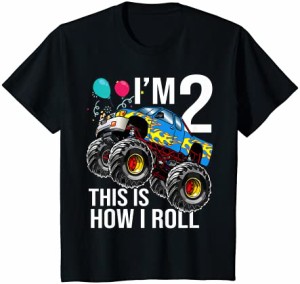 キッズ 男の子2歳の誕生日モンスタートラックの誕生日2歳の車 Tシャツ