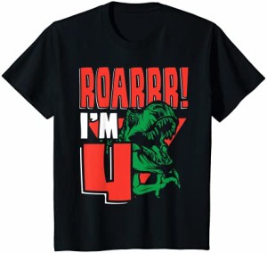 キッズ 男の子4歳の誕生日Roarrr私は4歳です Tシャツ