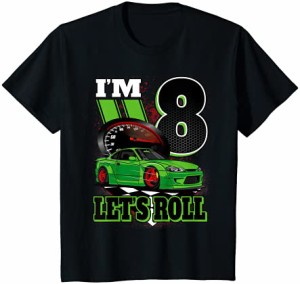 キッズ 8歳のレースカーのバースデーシャツ8歳のバースデーレーシングギフト Tシャツ