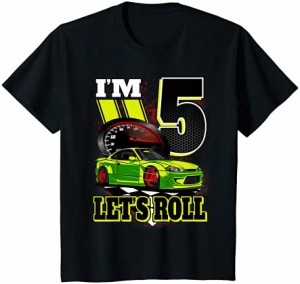 キッズ 5歳のレースカーのバースデーシャツ5歳のバースデーレーシングギフト Tシャツ