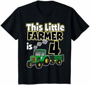 キッズ 4歳の誕生日この小さな農夫のトラクター4歳 Tシャツ