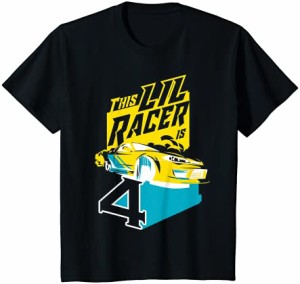 キッズ この小さなレーサーは4歳になります4歳の誕生日 Tシャツ