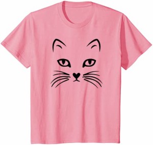キッズ 女の子のためのピンクの猫の顔のハロウィンのギフトのための男の子の子供の青年 Tシャツ