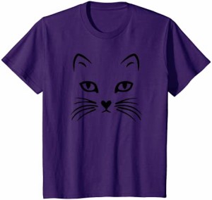 キッズ オレンジ色の猫の顔のハロウィンのギフトのための女の子男の子子供の青年 Tシャツ