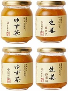 [近藤養蜂場] 国産 ゆずのセット ゆず茶 & 生姜蜂蜜漬 各2本